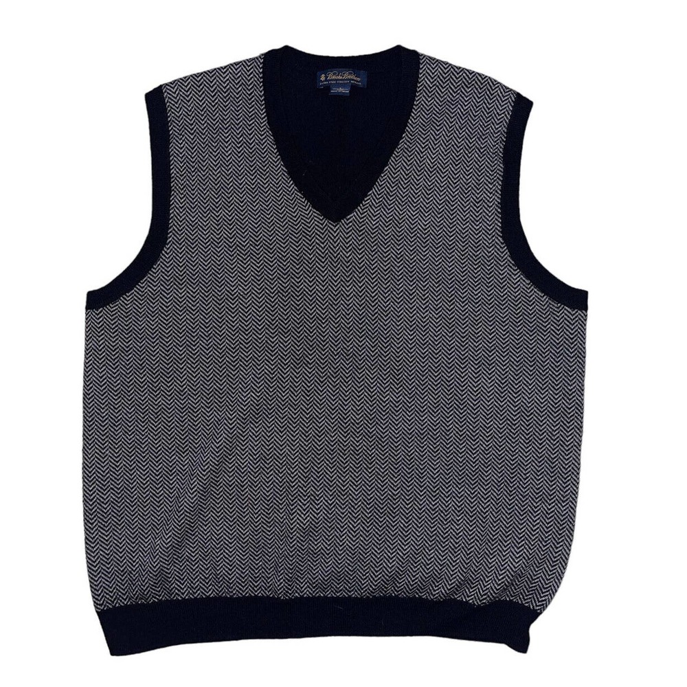 Brooks Brothers Extra Fine Merino Wool Herringbone Sweater Vest Men’s L